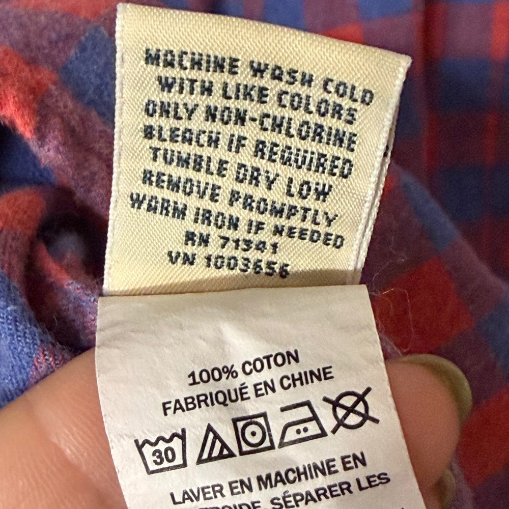LL Bean Scotch Plaid Flannel Shirt Red Blue Women's M - Picture 5 of 6
